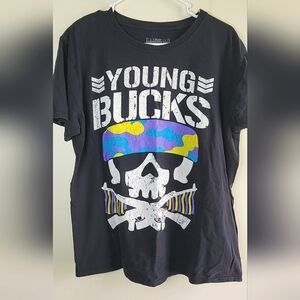 NJPW Young Bucks Men's Pro Wrestling Short Sleeve Tee, Size Large